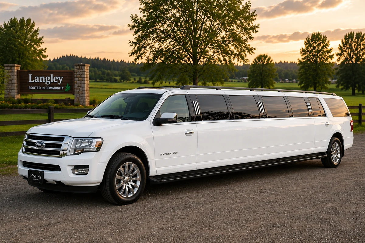 White Ford Expedition stretch SUV limousine serving Langley
